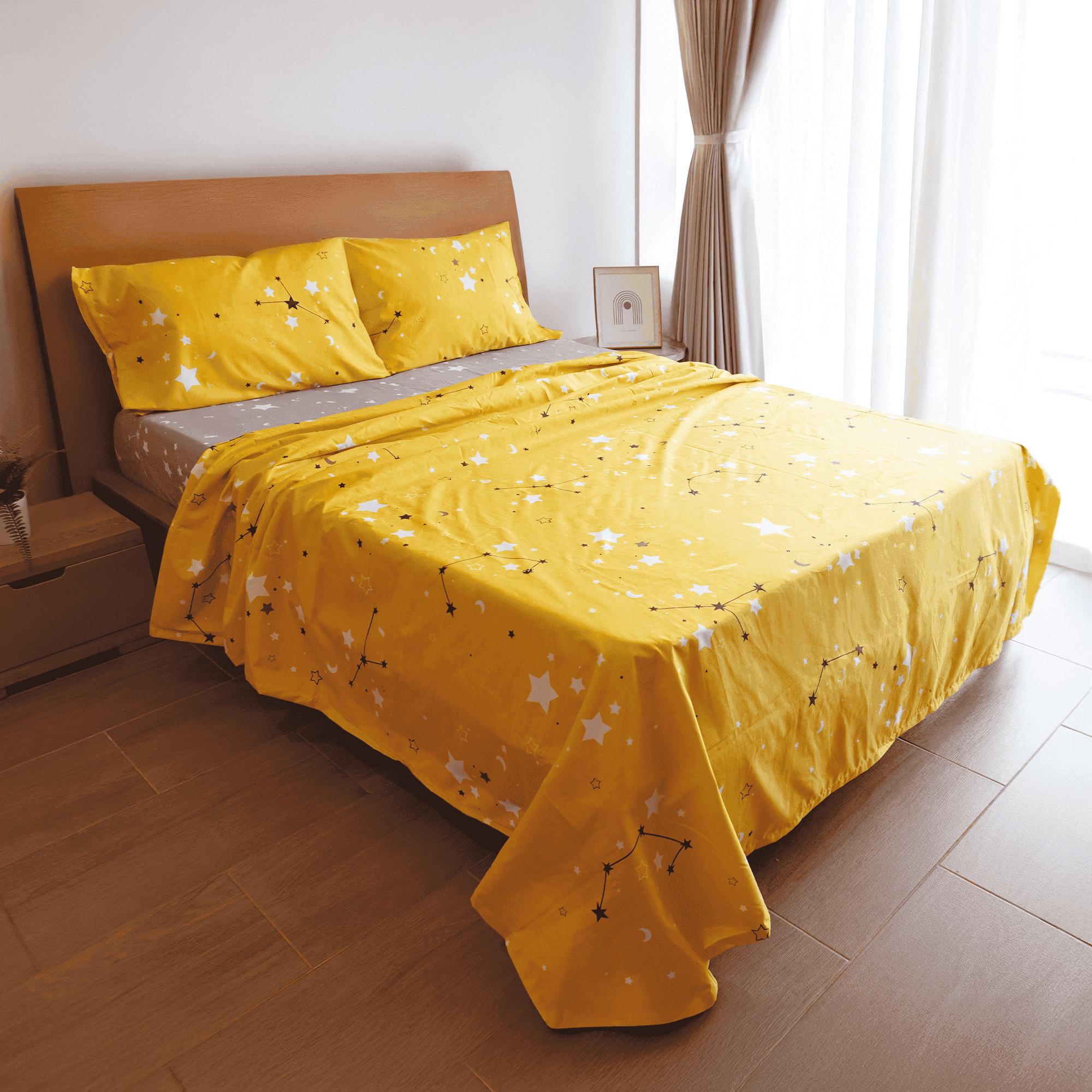 JUEGO DE SÀBANA PRINT ESTRELLAS AMARILLAS