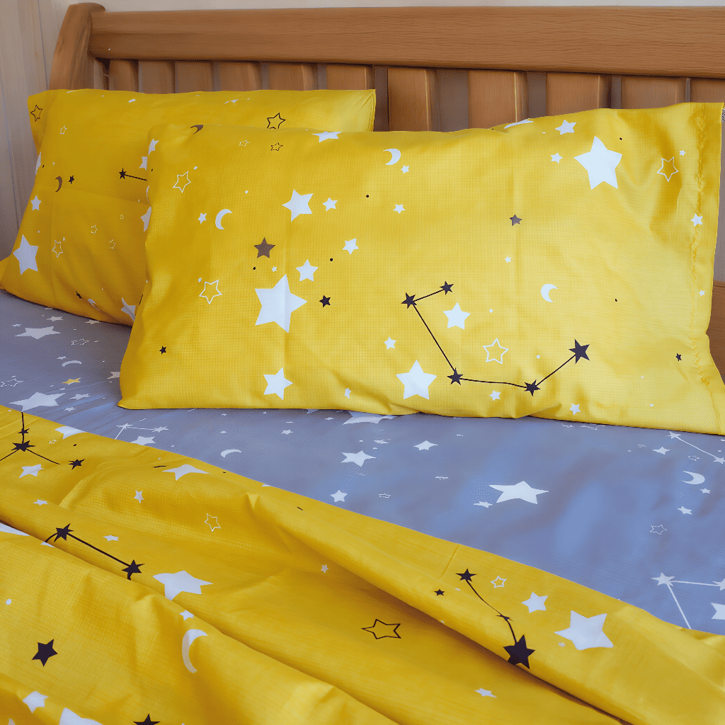 JUEGO DE SÀBANA PRINT ESTRELLAS AMARILLAS