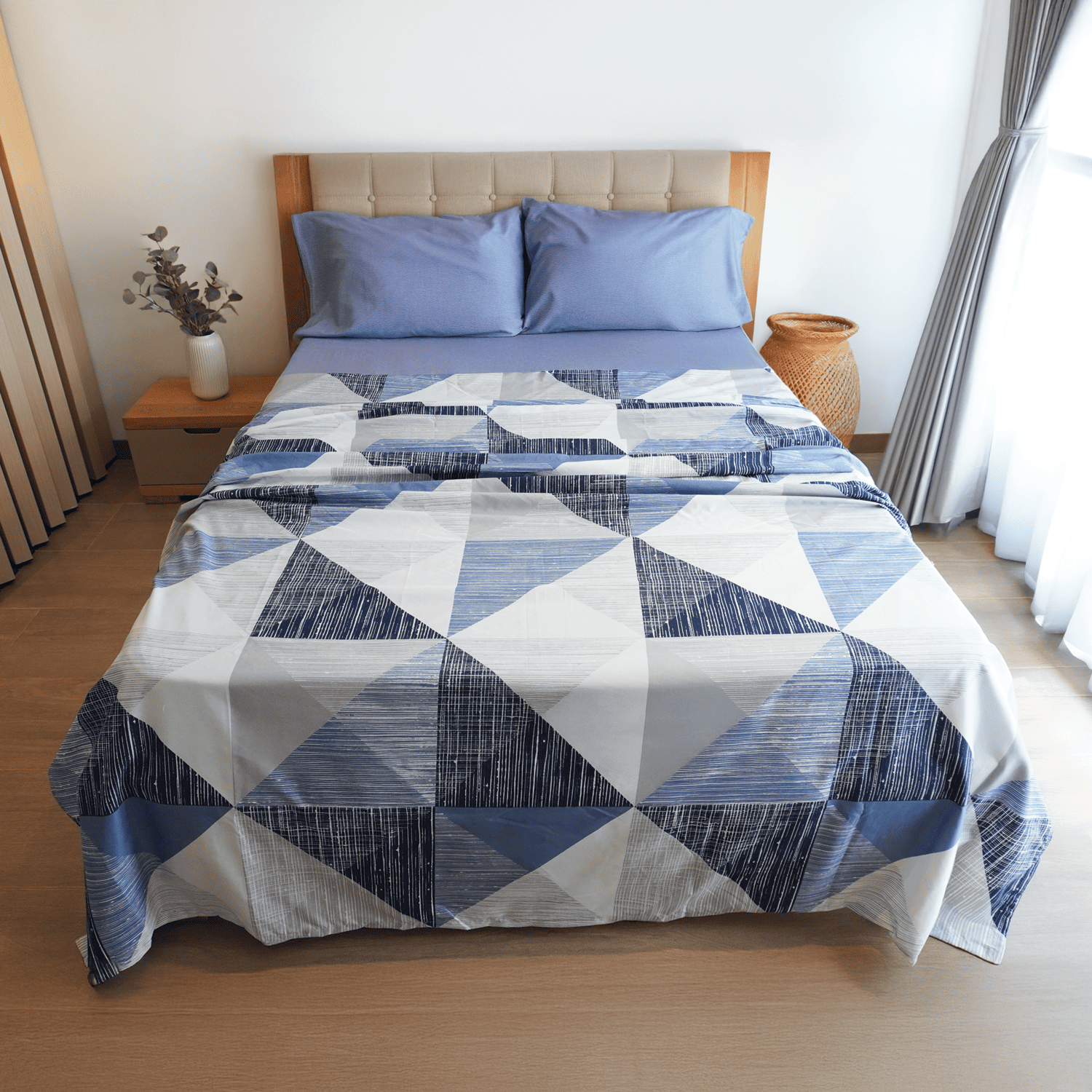 JUEGO DE SÀBANA PRINT GEOMETRICO AZUL