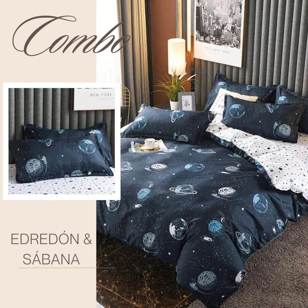 KIT ACOLCHADO + JUEGO DE SABANA ASTRONAUTAS