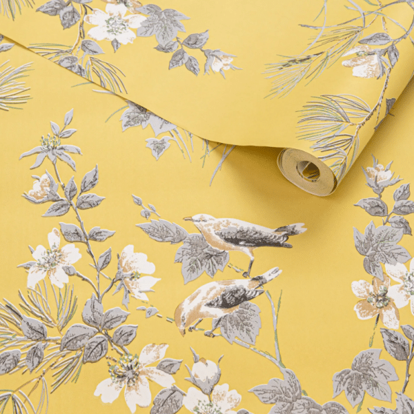 PAPEL DE COLGADURA DISEÑO FLORAL AMARILLO
