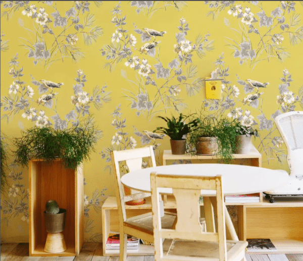 PAPEL DE COLGADURA DISEÑO FLORAL AMARILLO - Imagen 2