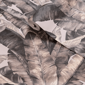 PAPEL DE COLGADURA HOJAS NEGRO BEIGE