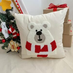 FUNDA DE COJÍN NAVIDEÑO OSO POLAR