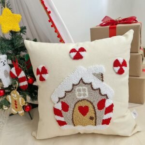 FUNDA DE COJÍN NAVIDEÑO CASA DE JENGIBRE